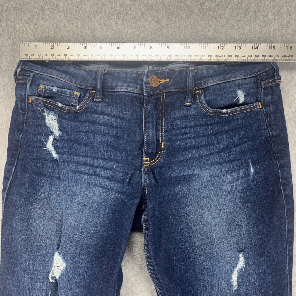 Hollister Womens 7S 28x28 Low Rise Super Skinny Jeans Dark Wash Distressed Y2K - Picture 8 of 11